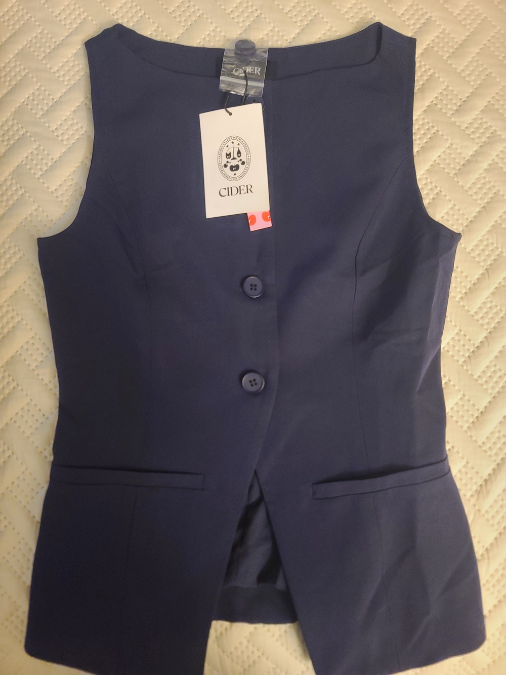 Cider Navy Sleeveless Tailored Vest